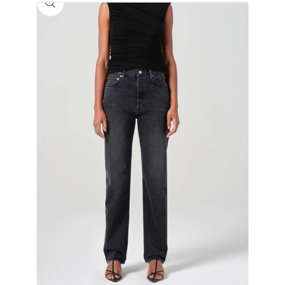 Agolde Jeans 90's Pinch Waist 25 Washed Black High Rise Straight Leg